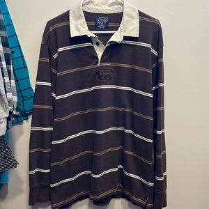 Old Navy brown and white, striped, longsleeve, rugby, shirt, size, XL